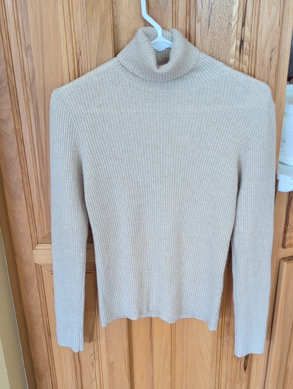 Ralph Lauren Cream Ribbed Turtleneck Cashmere Sweater Size Medium